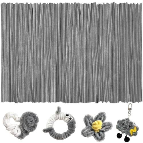 Image of 200Pcs Pipe Cleaners,Grey Creative Chenille Stems Pipe Cleaners Craft,Fuzzy Pipe Cleaners Bulk for Crafts,DIY Pipe Cleaner for Home Arts and Crafts Decorations Supplies,Kids Crafts 8-12,Limpia Pipas