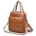 Produktbild Damen Rucksack Leder Elegant Wasserdicht 3 in 1 als Fashion Backpack Umhängetasche und Handtasche, Lederrucksack Leichte Große Mode Passend für Arbeit Schule Reise (braun)