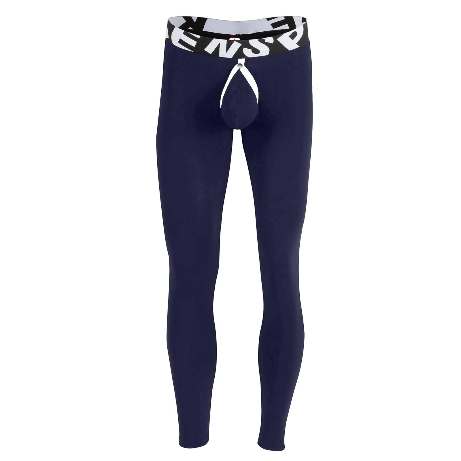 Tobysper Long Underpants Men's Cotton Thermal Leggings Men's Sports Leggings Front Open Pouch Tights with Fly Thermal Underwear Sexy Separate Underwear for Fitness Jogging, O Blue2, S