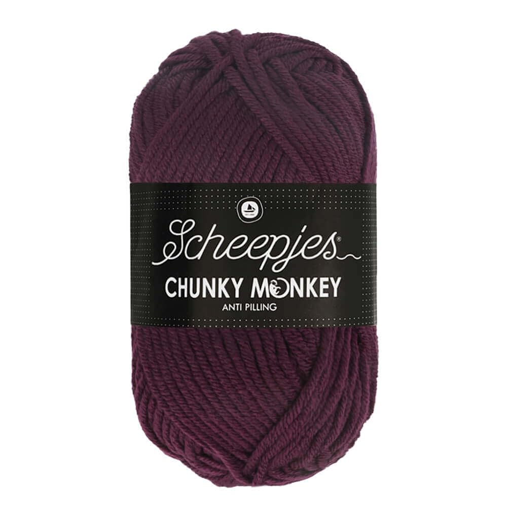 Scheepjes Chunky Monkey Aran Weight Yarn | 100g Ball | Anti-Pilling Acrylic | Soft & Hypoallergenic for Knitting and Crochet Blankets, Toys & Garments (2007 Plum)
