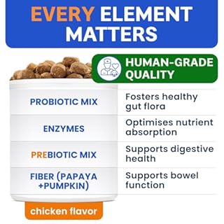 Probiotics for Dogs - Gas, Diarrhea, Allergy, Constipation, Upset Stomach Relief, w/Digestive Enzymes + Prebiotics - Chewable Supplement - Improve Digestion, Immunity - Dog Probiotics Chews - 180Ct