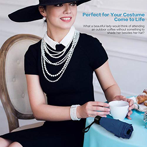 Tradmall Mini Travel Umbrella, Portable Lightweight Compact Parasol With 95% Uv Protection For Sun & Rain, Navy Blue #TOP6