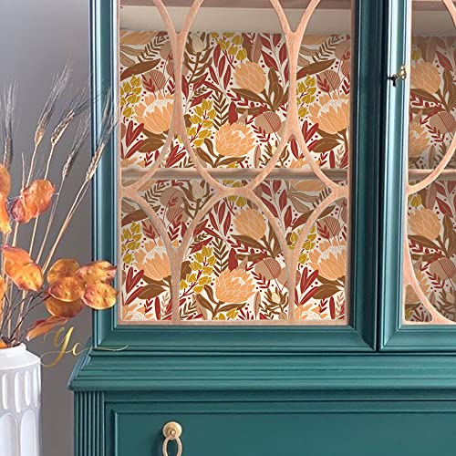 Papier peint autocollant fleurs orange pour décorer un salon bohème