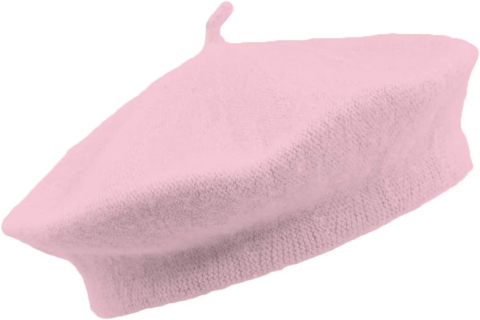 11" Pastel Pink Wool Blend French Artist Beret Cap