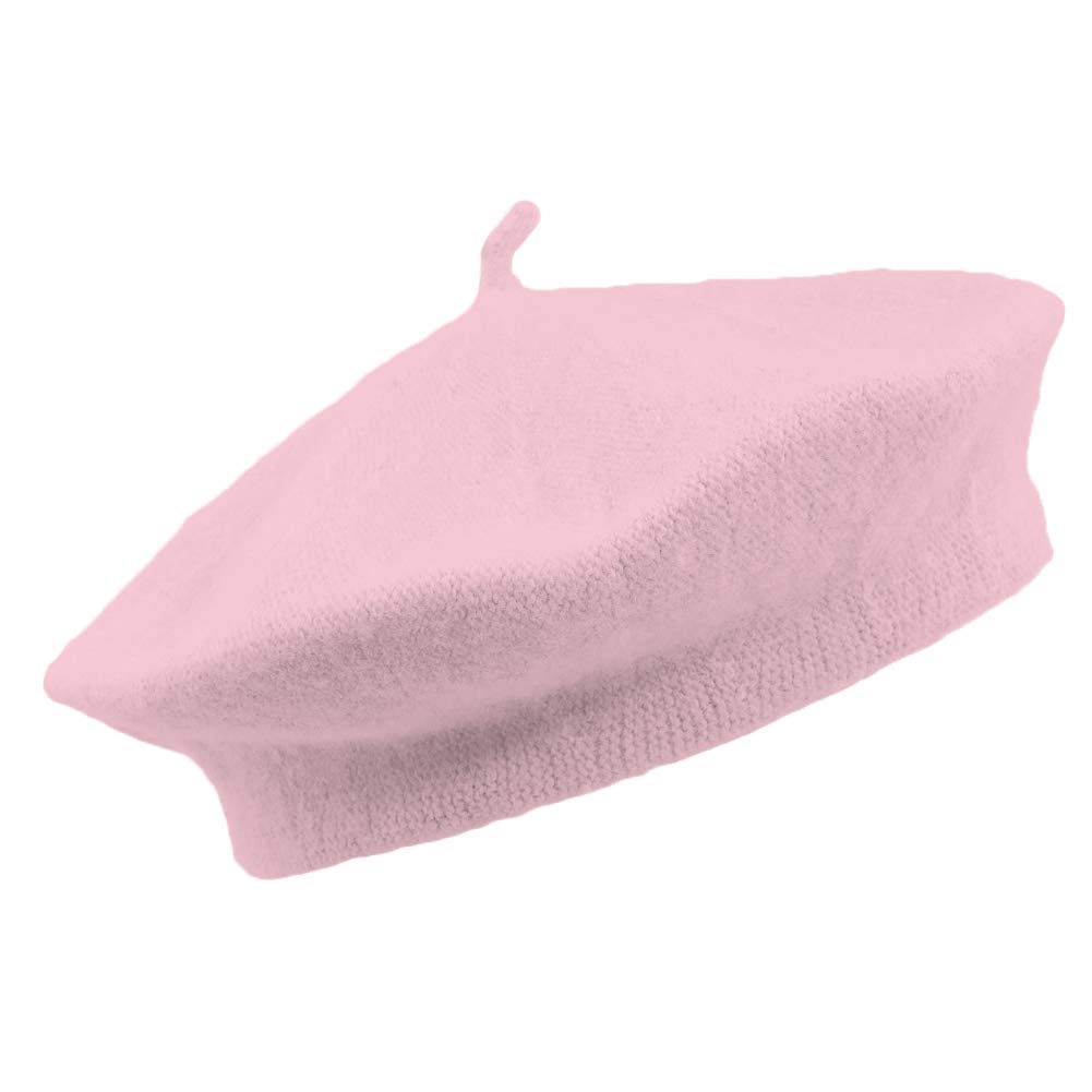 11" Pastel Pink Wool Blend French Artist Beret Cap