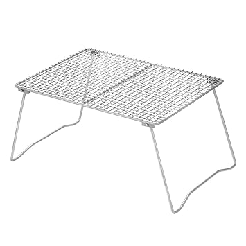Outdoor Foldable Titanium Grill Net BBQ Mesh Grilling Grate Cooking Pot Stand Rack Table for Camg Hiking Backpacking Picnic(BBQ Grill) -Layfoo