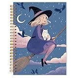 Qabliqo Witchy Gifts Spiral Notebooks, Gothic Witch Journals, Witchy Gifts for Women, Cat Magic Witchcraft Notebook for Note Taking, 5.5x8.3 Inch
