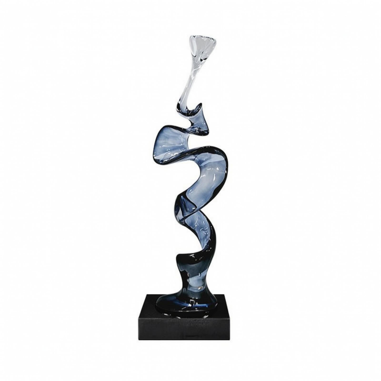 Escultura Resina Elegante | Transparente, Minimalista, Figura con Base, para Salón, Oficina, Oscuro