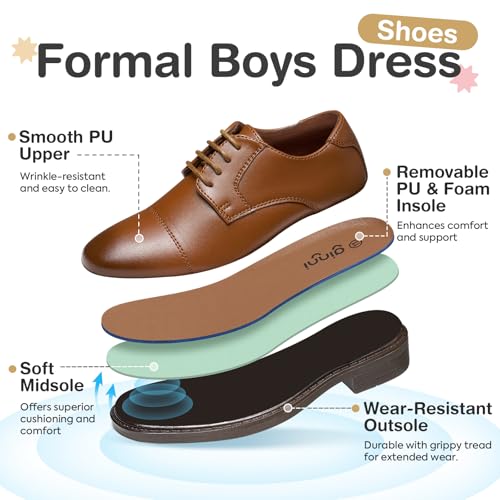 GINNI Boys Dress Shoes Classic Oxfords Wedding Church Formal Shoes for Toddler/Little Kid/Big Kid - Image 5