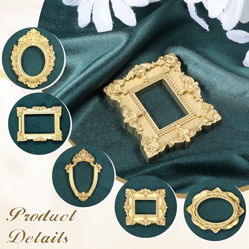 Ajcotahm 10 Stück Mini Vintage Rahmen,Kleine Bilderrahmen im Barockstil Mini Bilderrahmen Gold Vintage Bilderrahme aus Kunstharz für Schmuck DIY Wandbehang Schreibtisch Heimdekoration Antike Display