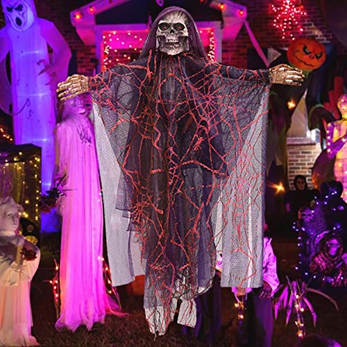 DIDUDE Esqueleto Colgante para Halloween,Decoración Colgante de Halloween Espeluznante Cráneo Colgante Fantasma Decoración Colgante con Gritos y Ojos Brillantes,Decoración de Terror de Halloween