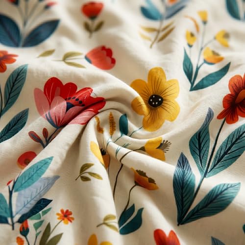 Image of BSB HOME 240 TC Cotton Bedsheet with 2 Pillow Covers, Soft Breathable Floral King Size Flat Bed Sheet - 90 x 100 Inches (228 x 254 cm) (Warm Alabaster)