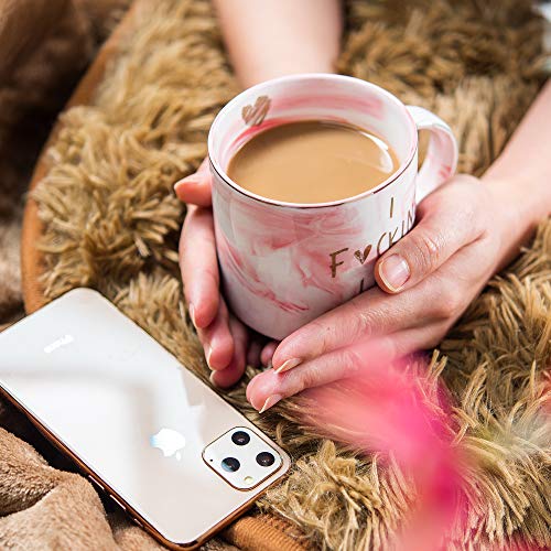 Hendson Girlfriend Anniversary, Birthday, Romantic Gift - I Love You - Cute Couple Gifts Ideas for Girlfriend, Wife, Fiance, Mom, Her, Couples - Pink Marble Mug, Ceramic 11.5oz Coffee Cup by Hendson - Image 4