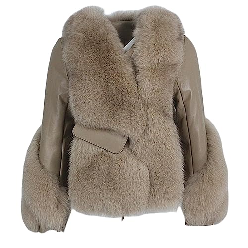 Echte Bontjas Natuurlijke Vossenbont Echt Leer Bovenkleding Winterjas Vrouwen Streetwear Locomotief Dikke Warme Mode