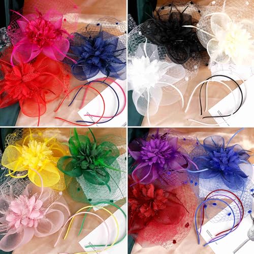 image for Masedy Fascinators Hats for Women Tea Party Hat Feather Mesh Headband 