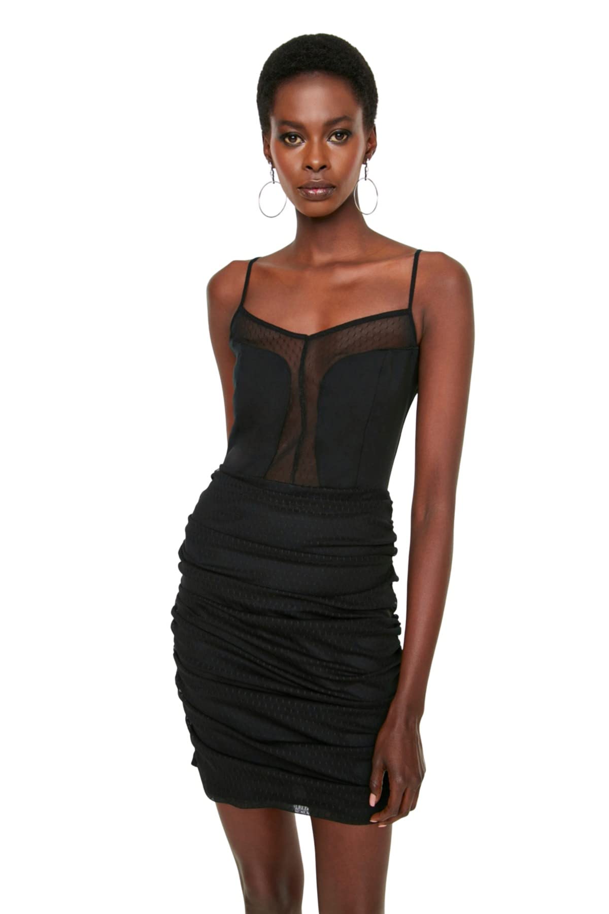 Trendyol Women Glam Mini Bodycon Regular Knit Dress Black