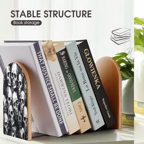 Sujetalibros de madera con base de metal resistente y económica 8