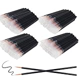 200 Pack Professional Disposable Eyeliner Brushes Ultra-fine Point, Cosmetic Eye Wands Makeup Tools with Covers(Gold)