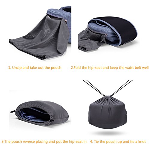 Bebamour Hip Seat Baby Carrier Baby Waist Seat,Adjustable Strap and Pocket,Bebamour Foldable Baby Carrier with Waist Extender(Light Grey) - Thumbnail 4