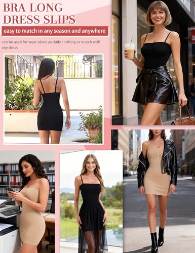 SLIMBELLE Built In Bra Strapless Shapewear Dress Slip for Women Tummy Control Full Slip Shaper Under Dresses Nude S - image 6