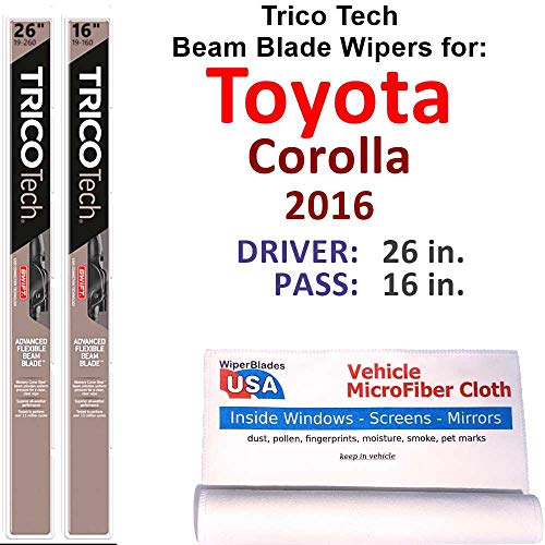 Beam Wiper Blades for 2016 Toyota Corolla Set Trico Tech Beam Blades Wipers Set Bundled with MicroFiber Interior Car Cloth Beam Wiper Blades for 2016 Toyota Corolla Set Trico Tech Beam Blades Wipers Set Bundled with MicroFiber Interior Car Cloth
