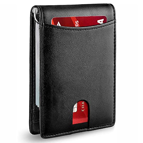 Multi Card Slots Wallet, Minimalist Leather PU Leather Card Holder Wallet Wear Resistant Multi Card Slots Wallet Ultra Thin Men Wallet/473 (Color : Black)