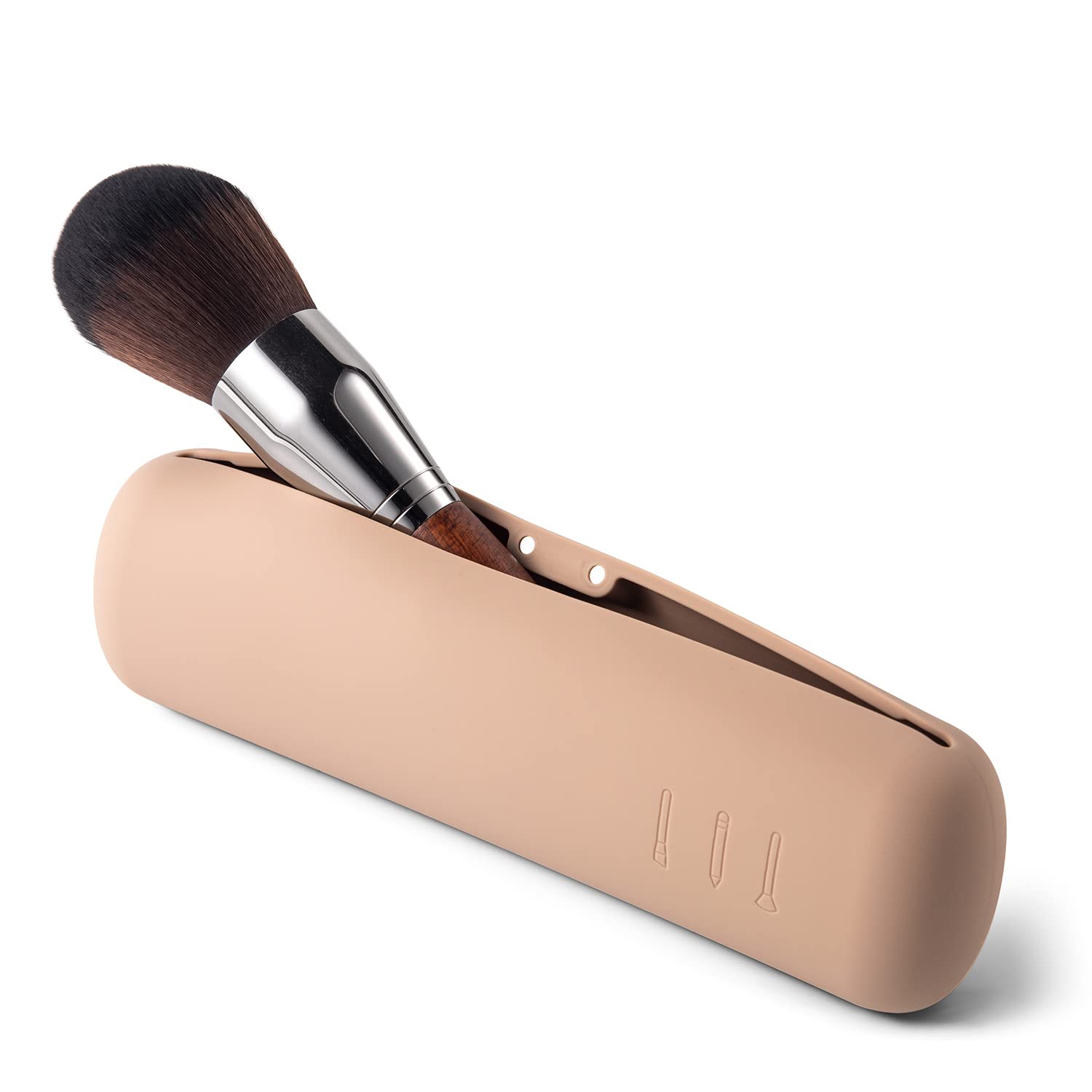 BEZOXMakeup Brush Holder - Travel Silicon Make Up Brush Case with Magnet Closure, Compact Brush Bag Travel Essentials - Khaki