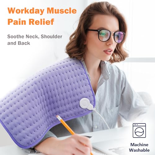 Ultra-Wide Microplush Heating Pad - 20"x24" Electric Heating Pad for Back, Neck, Shoulder Pain and Cramps - Moist Heat Option, Machine Washable, Auto-Off - Gifts for Women, Mom, Grandma, Wife - Image 6