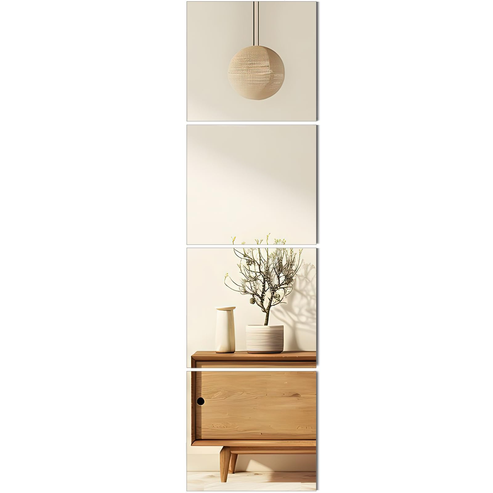 SLDIYWOW Glass Full Length Wall Mirror Tiles, 12" x 12" x 4Pcs Frameless Mirror Full Length, Full Body Mirror for Bedroom, Over The Door Mirror for Door, Living Room, Bathroom, Home Decoration