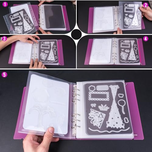 Image of UNIMEIX 24 Pcs Magnetic Sheets for Die Storage with Pink and Green Binder Covers, Stamp and Die Storage Pockets Storage for Card Making Supplies(0.8 mm Thickness)