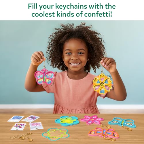 Image of Skillmatics Shake-its - Flowers & Butterflies, Glitter Craft Kit for Kids | DIY Arts & Crafts with Keychains, Mess-Free Activity, Travel Toy, Birthday Gifts for Girls & Boys Ages 4, 5, 6, 7, 8, 9