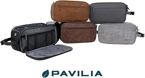 Miniatura 7 de PAVILIA - Neceser para hombre, kit de afeitado para viaje, neceser de viaje para hombres, organizador de artículos de aseo para el cuidado personal,
