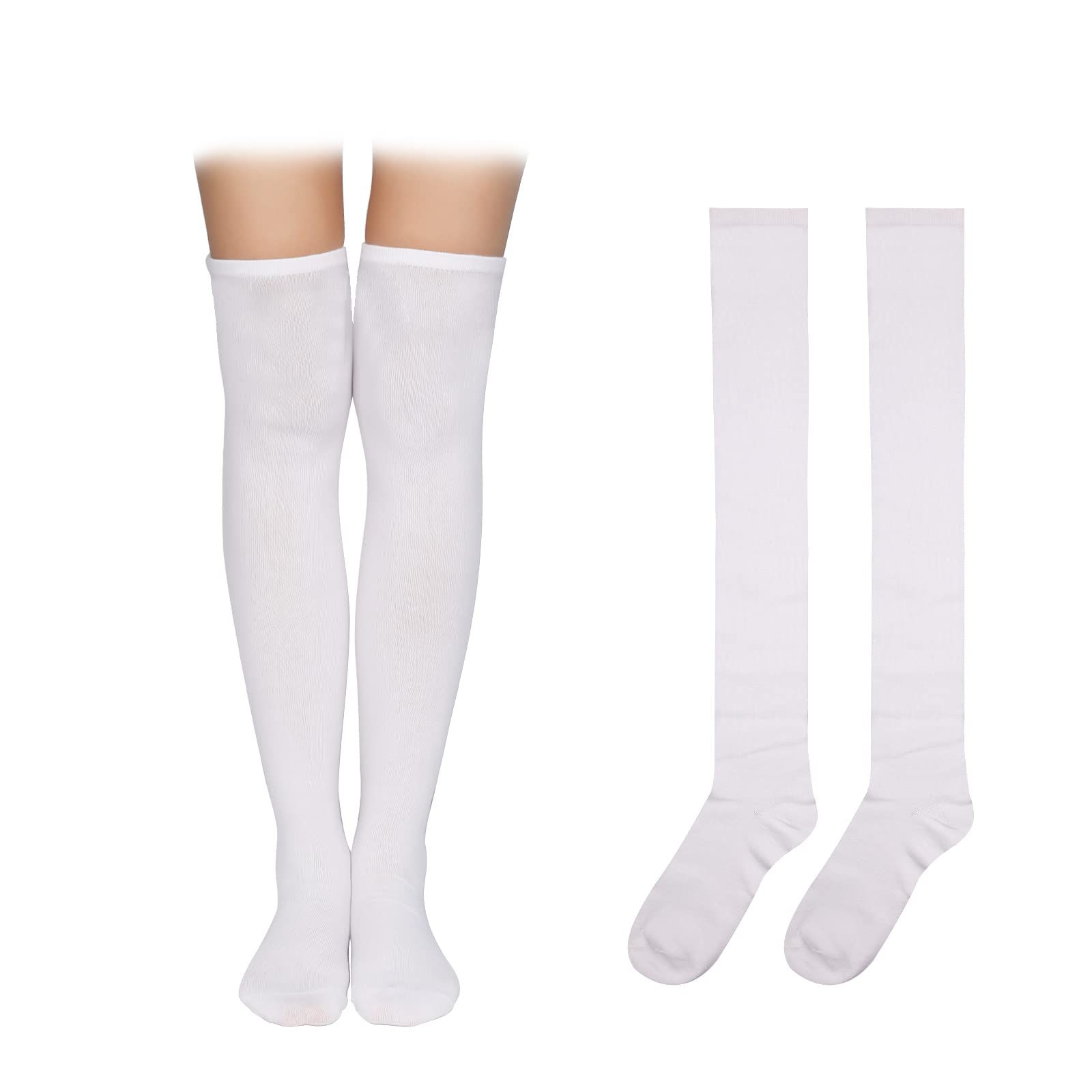 KINBOM 1 Pair Thigh High Socks, Cotton Soft Knee High Long Stockings Women Leg Warmers for Wednesday Christmas Cosplay