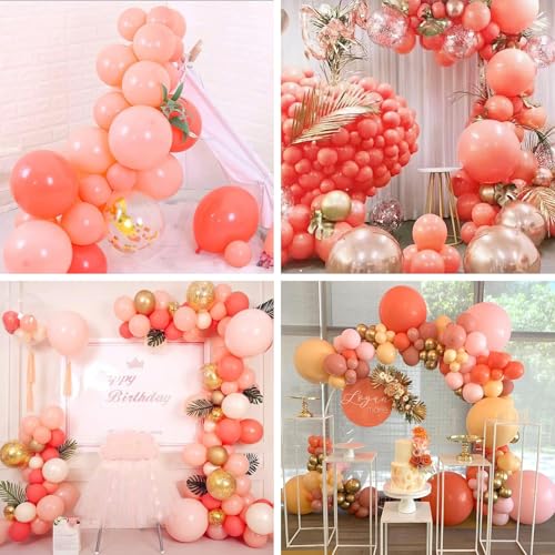 Image of PartyWoo Coral Balloons 140pcs Different Sizes of 18 12 10 5 Inch Coral Pink Light Red Latex Balloon Arch Kit Garland for Wedding Baby Shower Gender Reveal Summer Birthday Party Decorations Red-Y22