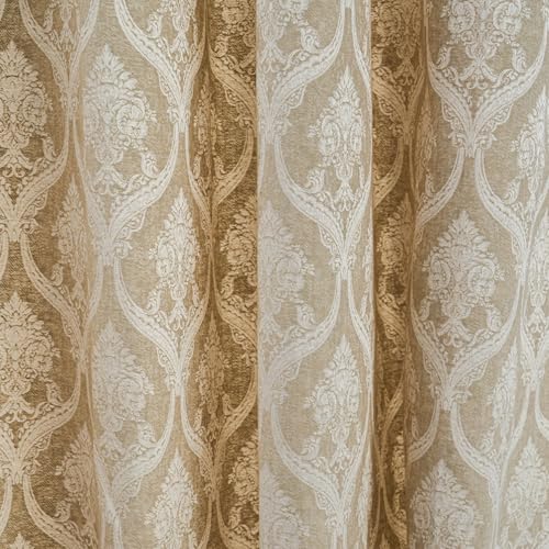 Image of haus & kinder Printed Jacquard Window Curtain 5 Feet Long Pack of 1 Window Curtain, 5 Feet Curtain for Window (Ornate Symphony, Ivory Damask Design 130x152 CM)