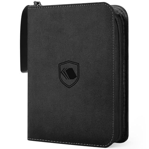 440 Pockets Trading Card Binder PU Cover Zipper Card Collection Album Sturdy Card Folder Holder for MTG TCG Game Cards Sports Cards (Black 4 Pocket)