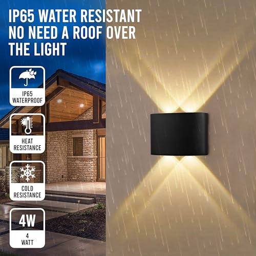 Image of Gesto 4W Waterproof Led Wall Light for Home Decoration - Up Down 2-Way LED Wall Lamp | IP65 Outdoor Fancy Wall Lights for Balcony,Gate,Elevation,Garden,Patio | Decorative Wall Mount Light -Pack of 1