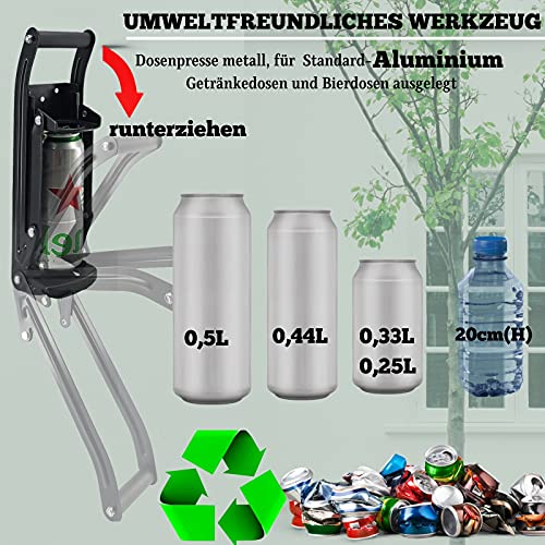 MinliGUY Dosenquetscher, Metall Dosenquetscher Recycling Werkzeug für Aluminium-Getränkedosen und Bierdosen, bis 500ml/330ml/250ml