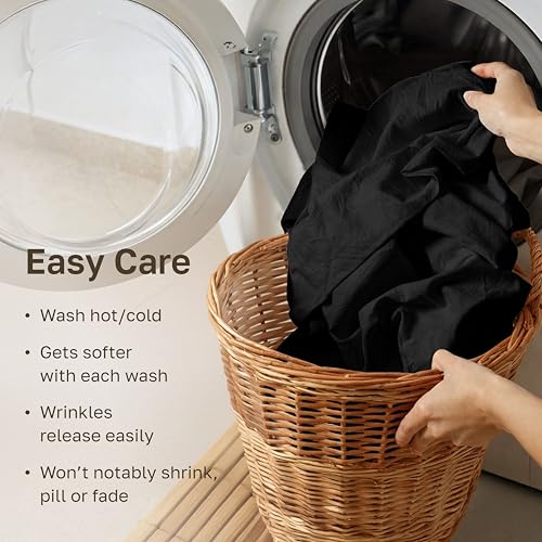 Image of California Design Den King Size Pillowcase Set - 400 Thread Count, 100% Cotton Sateen, Set of 2 Pillow Covers, Soft and Breathable - Black