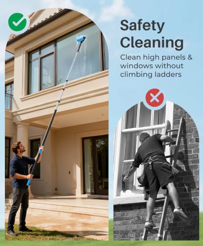 Image of Electric Solar Panel Cleaning Brush, 20.34Ft, Soap Dispenser&Water Fed Pole