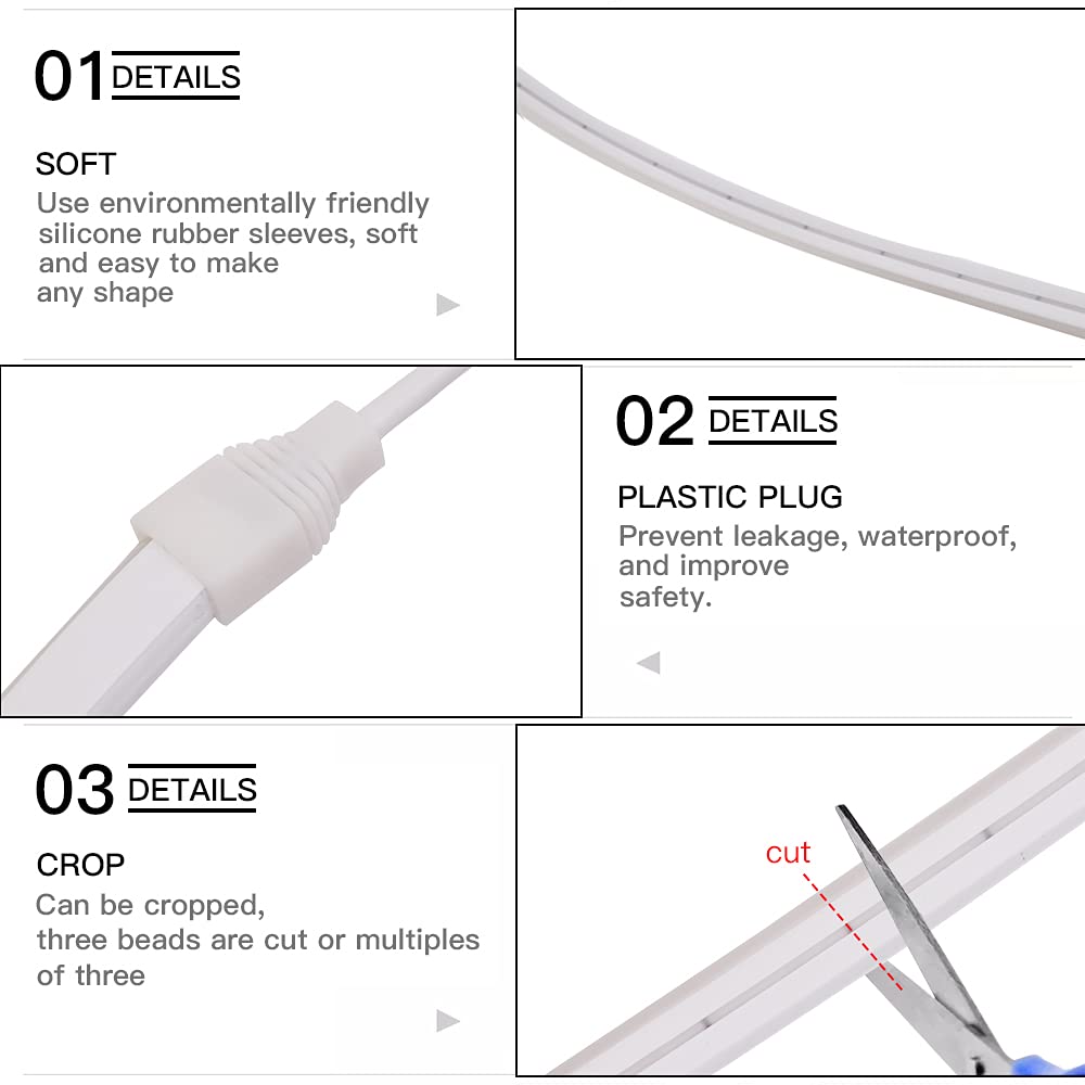 Xunata 12V RGB Neon LED Streifen, Bunt Wasserdicht Diffusion Silikon Neon Flex LED Lichtband Schlauch, Smart App Control, Musiksync, mit Fernbedienung, Kompatibel mit Alexa Google Assistant (3M)