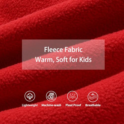 LittleSpring Girls Fleece Vest with Hood Toddler Girl Sleeveless Zip Up Jackets 4T Outerwear Vests Red Black Color Block4