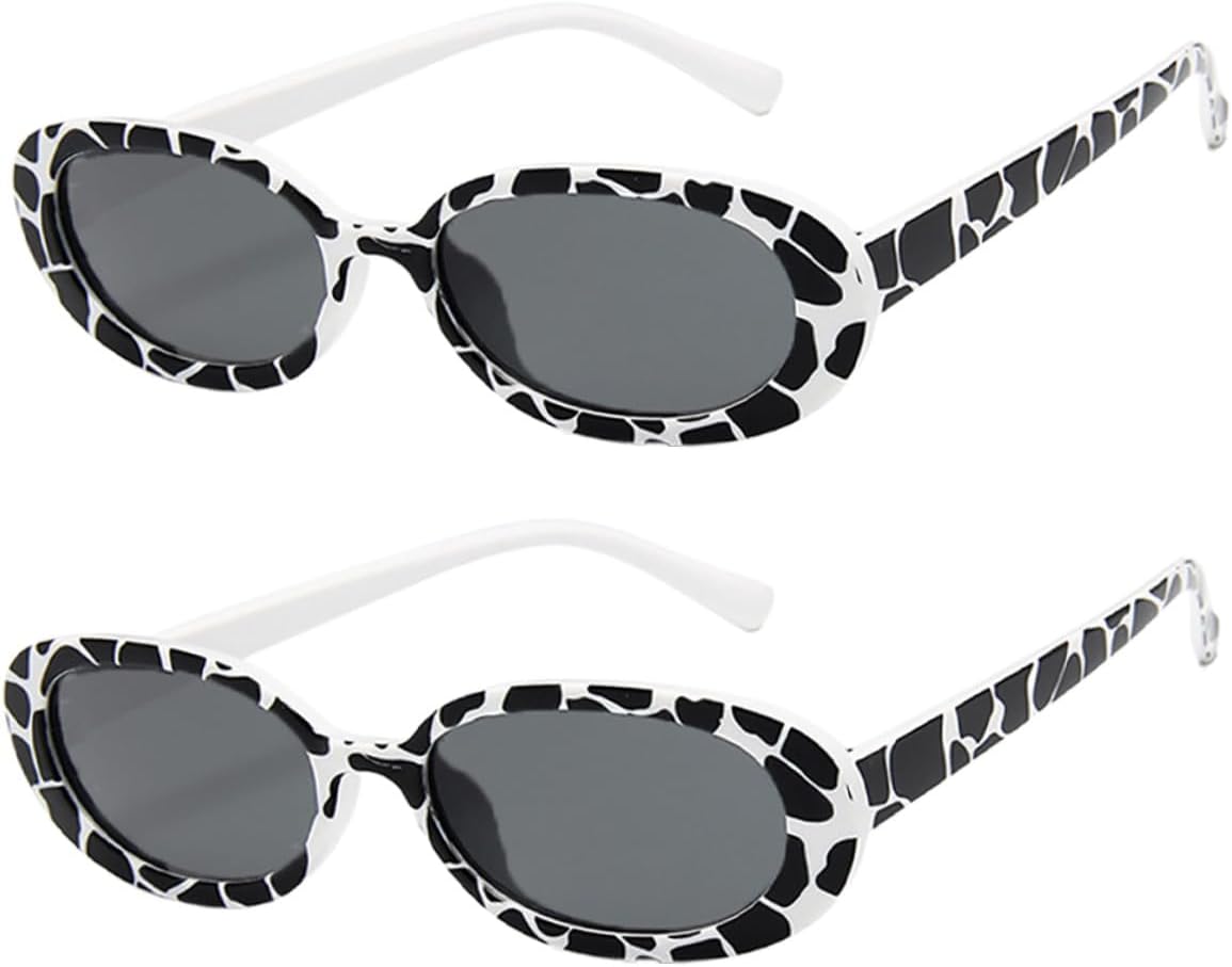 Alipis 2pcs Cow Print Lightweight Sunglasses for Women and Men, Trendy Party and Cosplay Sun Glasses, Comfortable UV Protection Eyewear