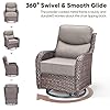 Swivel Patio Chairs sofa Set of 6 - 6" Thick Cushion - Wicker Outdoor Swivel Rocker Patio Chair ,Sofa/Glass coffee table, High Back Comfortable Outdoor Glider Chairs - Brown Wicker Grey Cushions