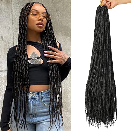 Crochet Box Braids Hair 7 Packs 30 Inch Pre Looped Goddess Boho Crochet Hair for Black Women (30 inch, 1B)