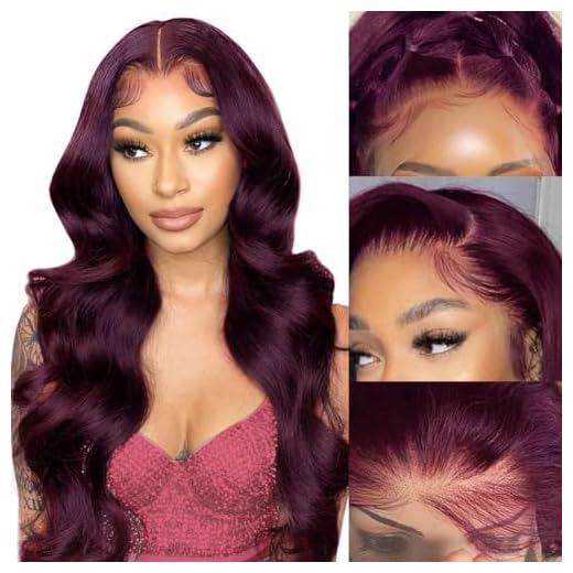HENGROSE 13x4 99J Burgundy Body Wave Lace Front Wigs Human Hair 150% Density Wine Red Color Wigs for Black Women HD Transparent Lace Front Wigs Human Hair Pre Plucked with Baby Hair (20inch)