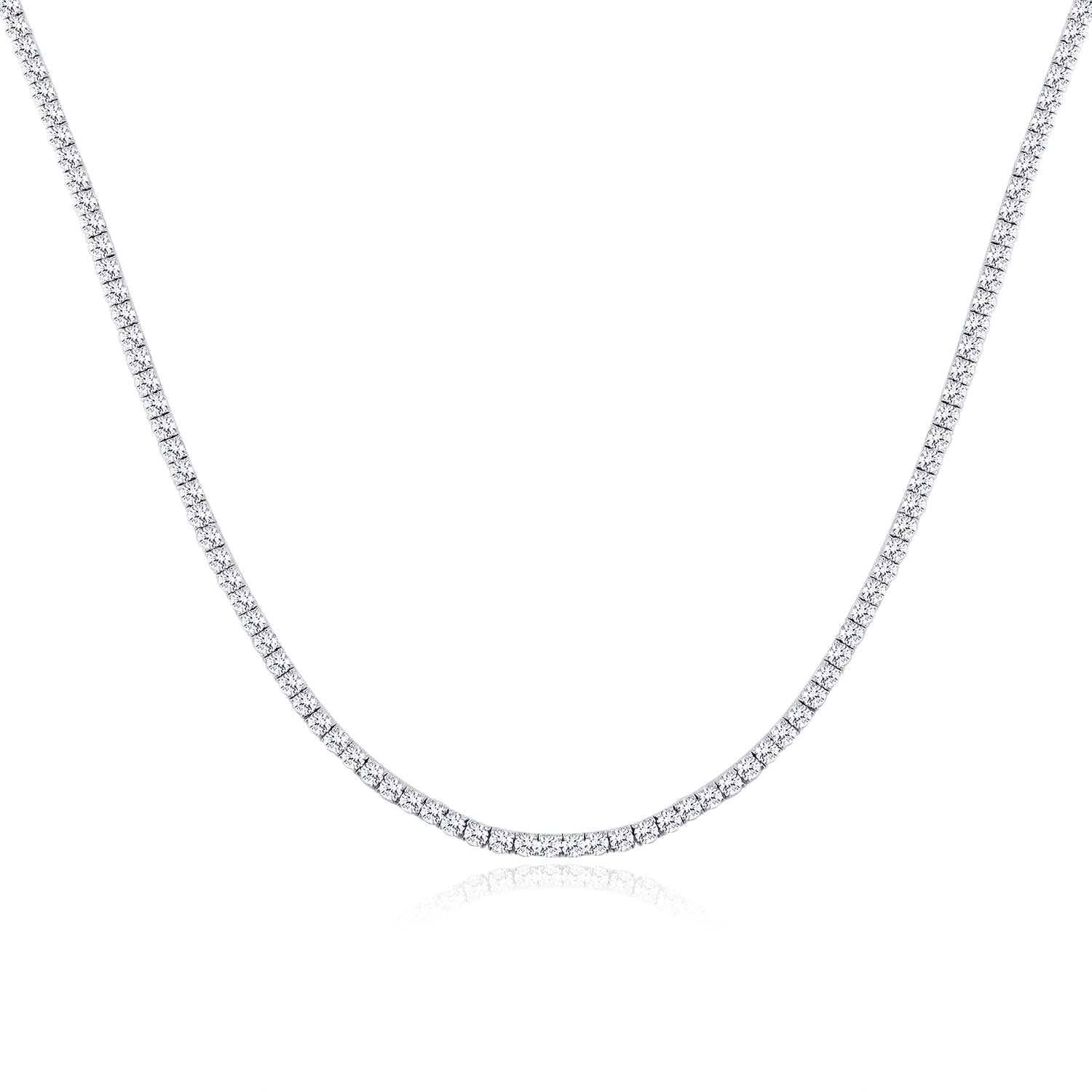 TIKJE Tennis Necklace 925 Sterling Silver| 3mm-6mm Cubic Zirconia Round Cut Faux Diamond Tennis Chain for Women and Men 16-24inches Valentine's Day