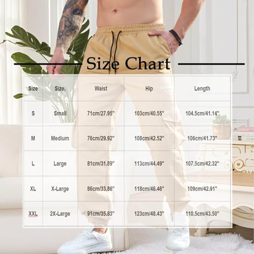 Men's Casual Cargo Pants Elastic Waist Hiking Pants Workout Tactical Joggers Outdoor Sweatpants for Training Camping3