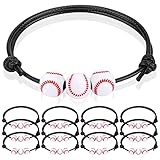 12Pcs Baseball Charm Bracelets - Baseball Party Favors & Gifts for Teen Women Men - Adjustable Wristbands - Sport Bracelet for Birthday Party, Christmas & Holiday