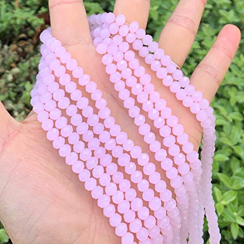 Image of 500pcs Czech Faceted Rondelle Crystal Glass Beads 6mm Bulk Pink Rose Opal
